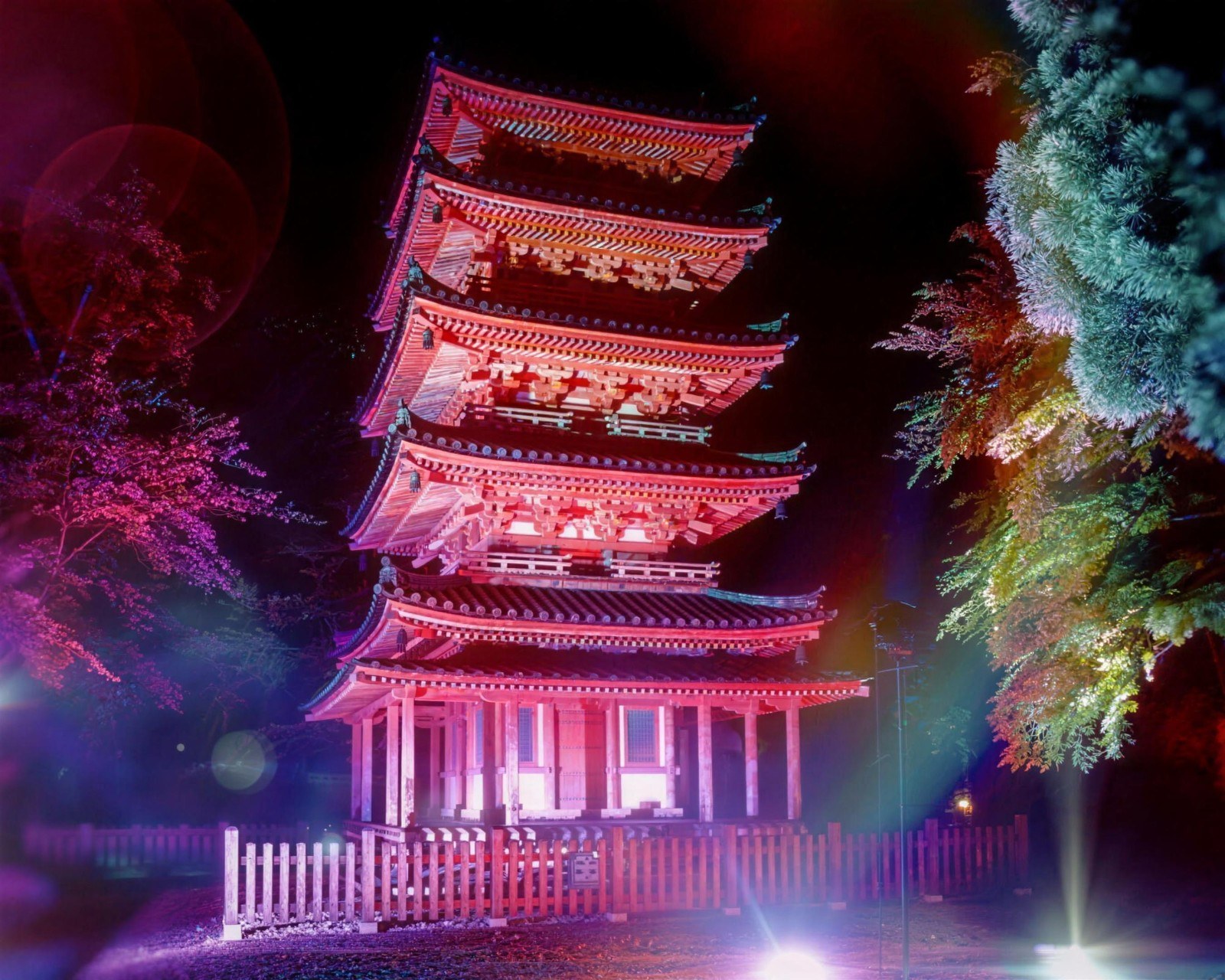海住山寺 五重塔 ライトアップの施工・演出写真 1